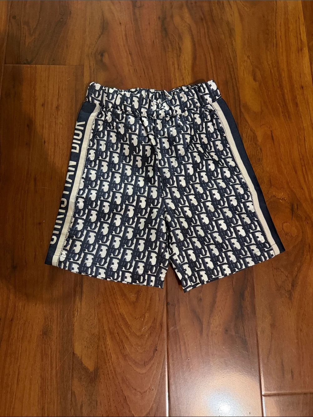 Kids Dior Navy and White Monogram Athletic Shorts